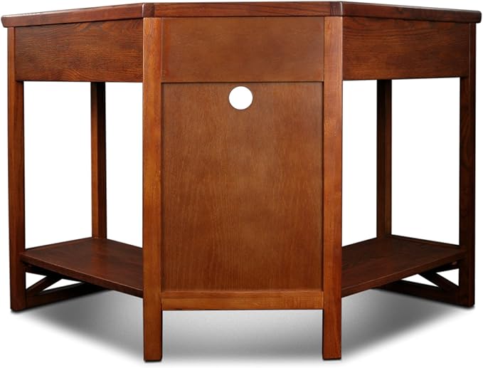 Leick Home 82431 Corner Computer Writing Desk with Drop Front Keyboard Drawer, Oak