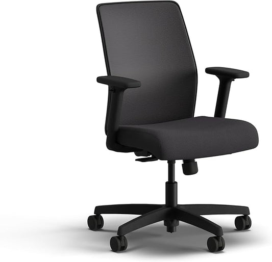 HON Ignition 2.0 Low Back Task Chair, Spectrum Mesh, Standard Synchro-Tilt Control, Office Chair with Lumbar Support, Height and Width Adjustable Arms, Black Frame, Onyx