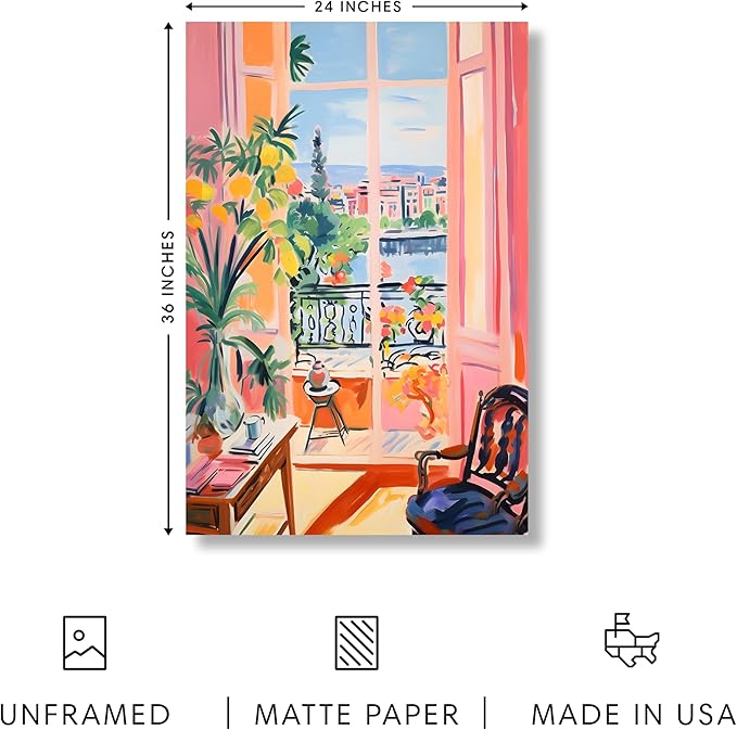 HAUS AND HUES Floral Art Wall Decor - Wildflowers Wall Art for Living Room, Floral Artwork for Bedroom Walls, Flower Painting for College Girls Dorm Room (Balcony, Unframed, 24x36)