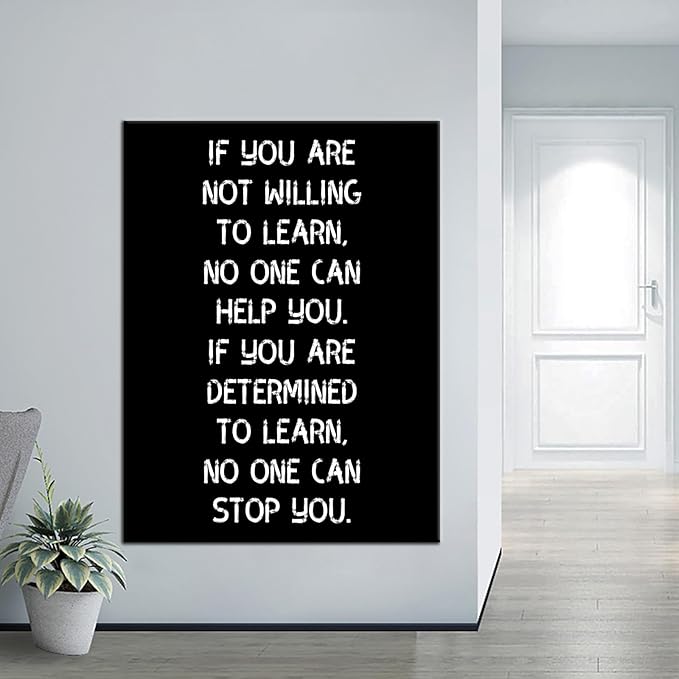 Motivational Canvas Poster Inspirational Wall Art Positive Entrepreneur Quotes Learn Picture Print Wall Decor for Living Room Office School Gym Framed Artwork [30''Wx 40''H]
