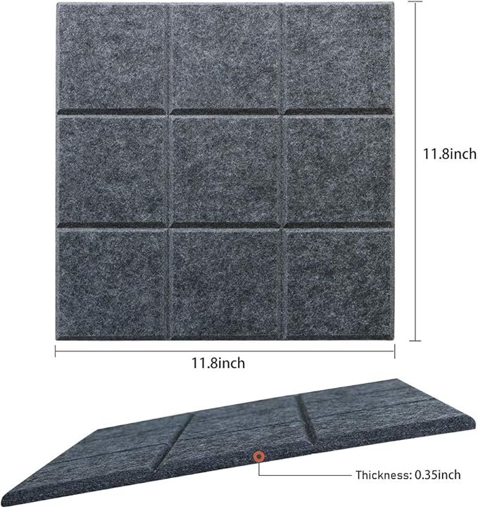 Large Felt Board Tiles for Wall with Pack of 6 Pin Board Notice Boards for Home Office Kitchen, Bulletin Board Wall Tiles for Photos Memos (Drak Grey+Light Grey, 6 Pack)