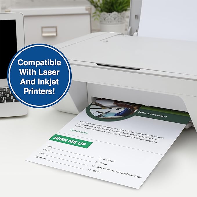 PrintWorks Professional 3 5/8" Horizontal Perforated Paper 8.5” x 11” - Perfect For W-2, 1099, & Statement Use - Made in the USA - 500 Sheets - 20 lb - Printer Compatible - White (04132)