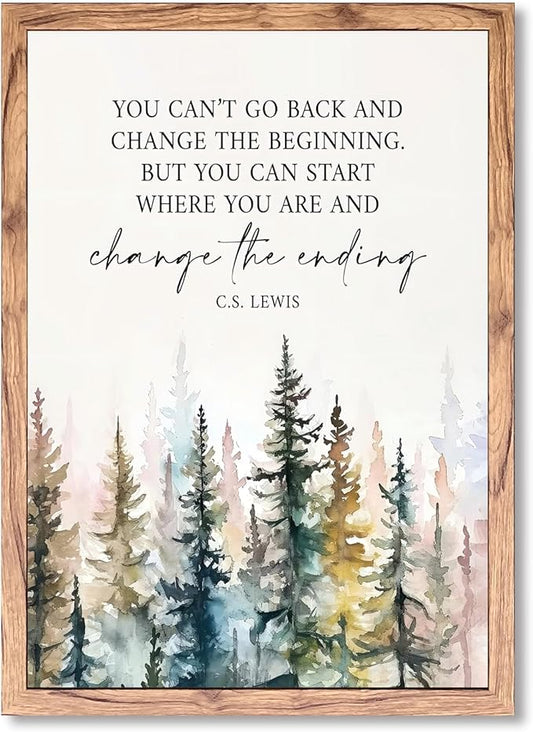 Motivational Office Wall Decor CS Lewis Quote Inspirational Wall Art Positive Affirmations Canvas Prints Encouraging Motivational Posters For Office Bedroom Living Room Home 12x18inch Wood Framed