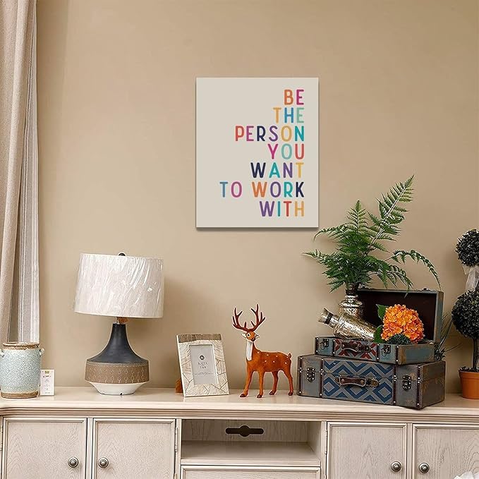 Office Teamwork Wall Art Motivational Success Pictures Wall Decor Inspirational Positive Quotes Canvas Painting Print Modern Artwork Decorations Framed for Home Bathroom Living Room Bedroom 16x20 inch