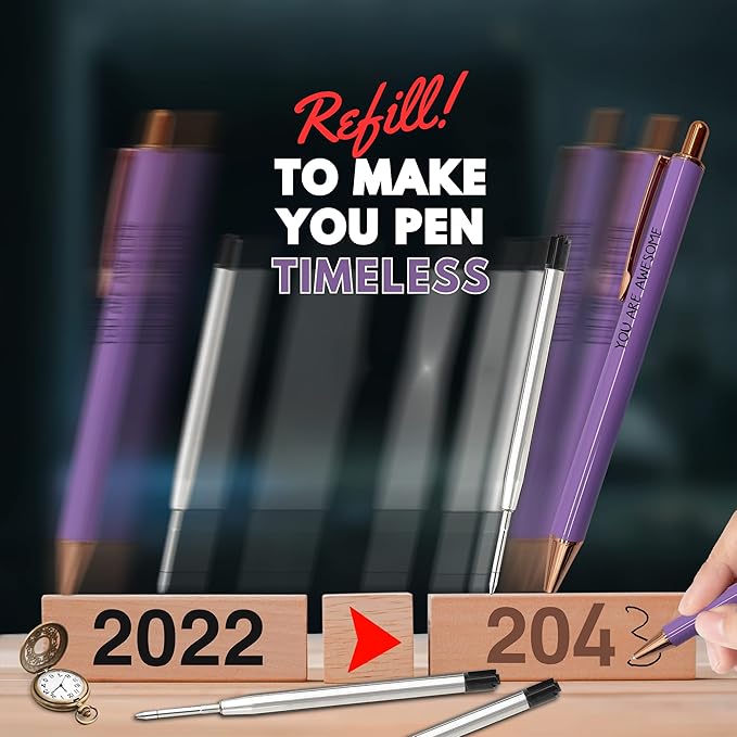 MESMOS 6 Pack 3.9 inch (9.8cm) Pen Refills Ballpoint, Compatible with Ballpoint Parker Pen, (Black Ink)