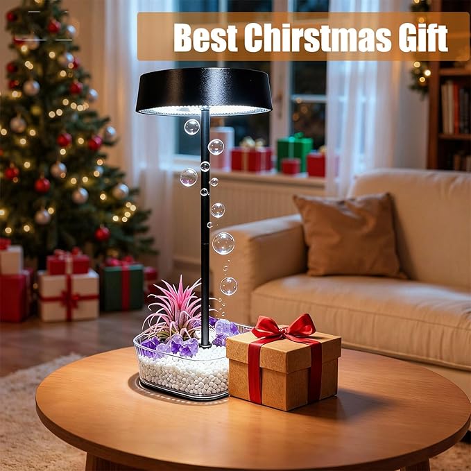 Bedside Lamp, Table Lamp for Bedroom with 4 Color Dimming, Grow Lights for Indoor Plants, Battery Powered Cordless Light for Bedroom