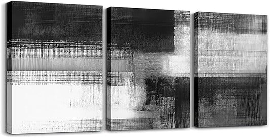 jejeloiu Gray Abstract Art 3 Piece Canvas Wall Art for Living Room Bedroom Modern Art Picture Wall Decor 12"x16"x3pcs Abstract Oil Painting Office Decorations Artwork Posters