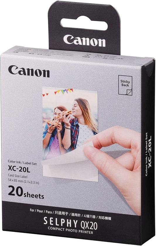 Canon XC-20L Genuine Ink + Paper Set, for SELPHY Square QX20-20 Prints