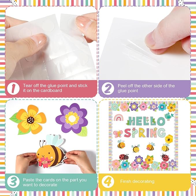 Pasimy Hello Spring Bulletin Board Decorations Spring Classroom Decoration Springtime Flower Bulletin Boards Floral Butterfly Bee Paper Cutouts for School Home Office Door Wall Window Easter Party