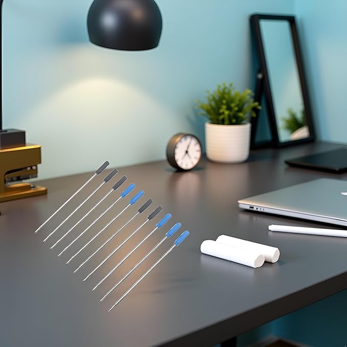 10-Pack Metal Pen Refills Blue and Black Refills 115mm Replacement Ballpoint 1mm Tip Pen Refill, Ink Pen Refills