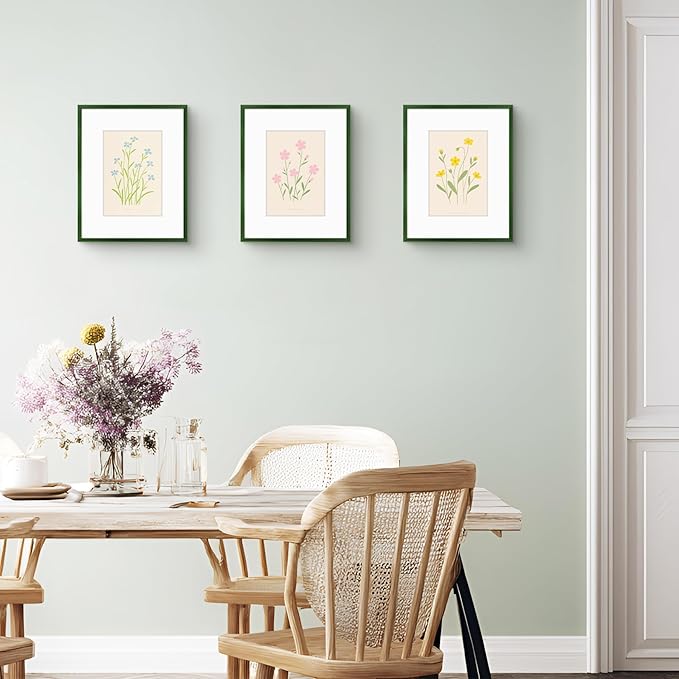 Golden State Art 8x10 Picture Frame 6 Pack - Dark Green Aluminum Photo Frames With 5x7 Mats and Real Glass Cover - Elegant Minimalist Wall Gallery Frames for Home or Office Decor