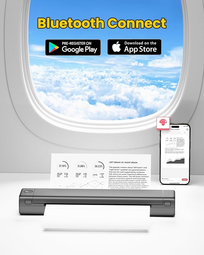 Phomemo Portable Printers Wireless for Travel with M08F Bag, Thermal Tattoo Stencil Printer for Office, Home, Business, M08F-Letter Bluetooth Compact Printer for 8.5" X 11" Size