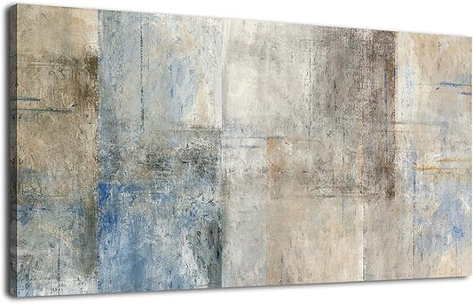 yearainn Large Abstract Canvas Wall Art for Living Room Wall Decor Brown Abstract Canvas Prints Artwork Blue Abstract Canvas Pictures for Bedroom Home Office Wall Decorations Ready to Hang 24" X 48"