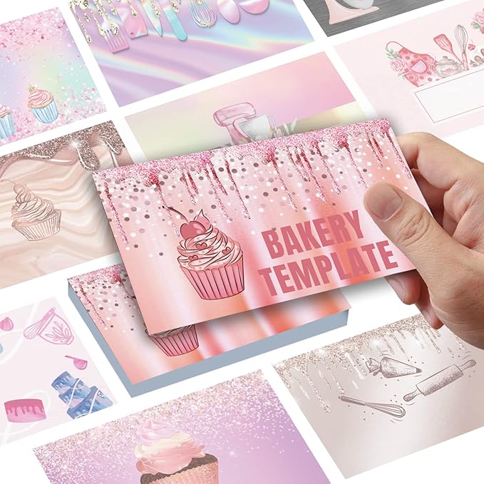 Business Cards Customize with Bakery Templates, Custom Business Cards Personalized with Your Logo, 3.5"X 2" 300gsm Matte Paper for Small Business