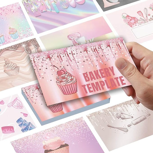 Business Cards Customize with Bakery Templates, Custom Business Cards Personalized with Your Logo, 3.5"X 2" 300gsm Matte Paper for Small Business