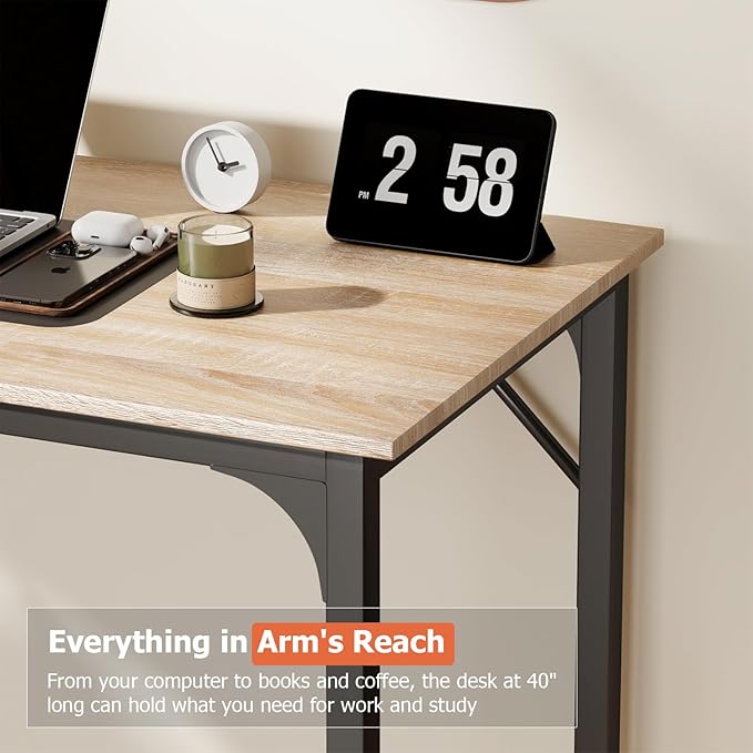 Computer Desk,39.4 inches Home Office Desk Writing Simple Study Table Modern Simple Style PC Desk Minimalist Desk with Metal Frame,Nature