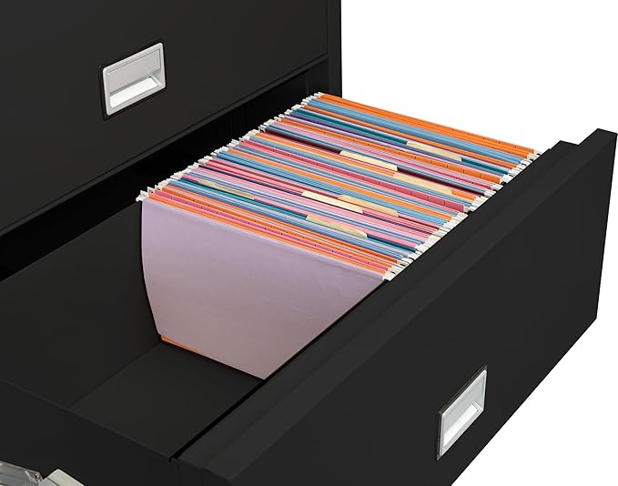 38 inch Wide 2-Drawer Lateral Fireproof File Cabinet – Legal and Letter Size Filing – Key Lock – Water Resistant – Fire Safe and Impact Rated – Black Finish – Model LAT2W38B