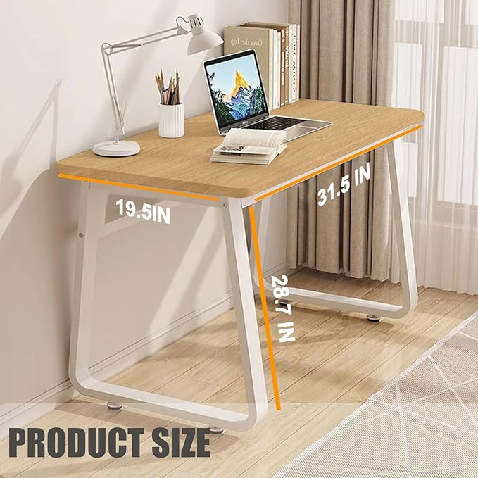 Small Office Computer Desk Writing Desk Waterproof and Scratch-Resistant,Sturdy Study Writing Desk with Wooden Tabletop and Metal Frame for Bedroom