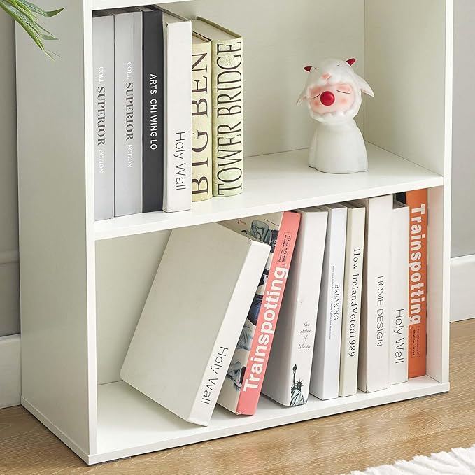 Tall Bookshelves, Office Storage Cabinets and Bookshelf, 3-Tier Wooden Bookcase with Storage, Floor Standing Display Cabinet Shelves for Living Room, Home Office, White