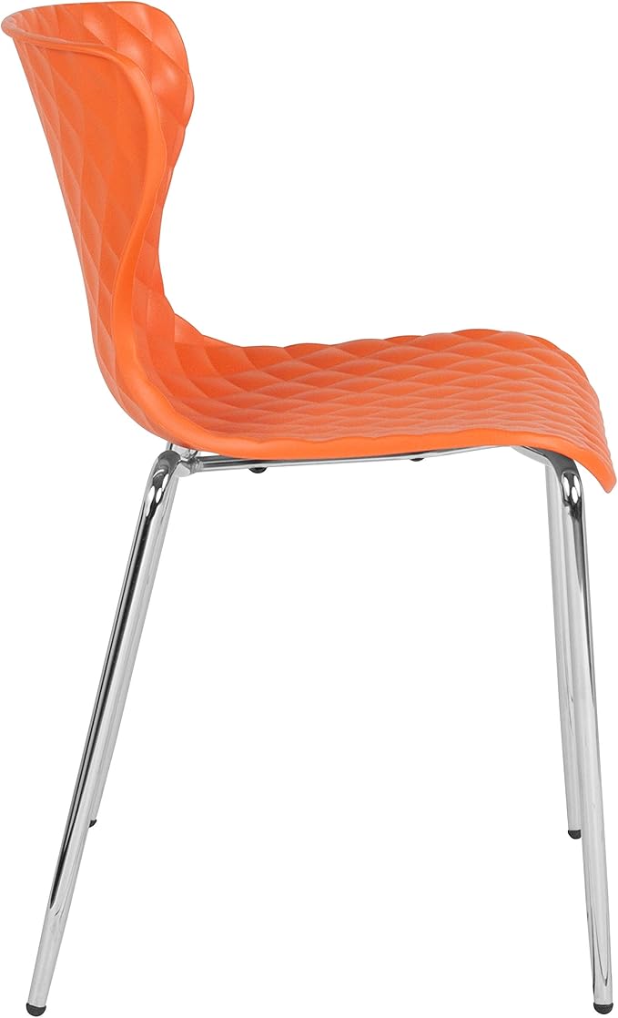 Flash Furniture Lowell Contemporary Design Orange Plastic Stack Chair