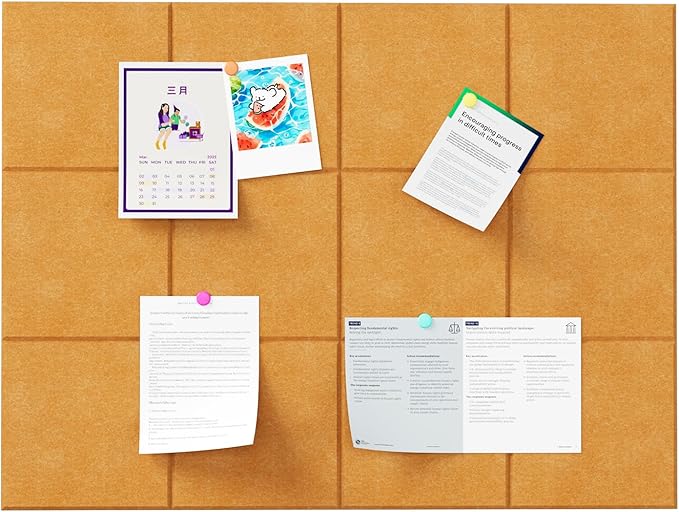 Large Cork Boards for Walls – 48" x 36" Self Adhesive Felt Wall Tiles, Ideal for Office Black Bulletin Board, Easy to Install Pin Board Photo Dart Board Wall Protectors
