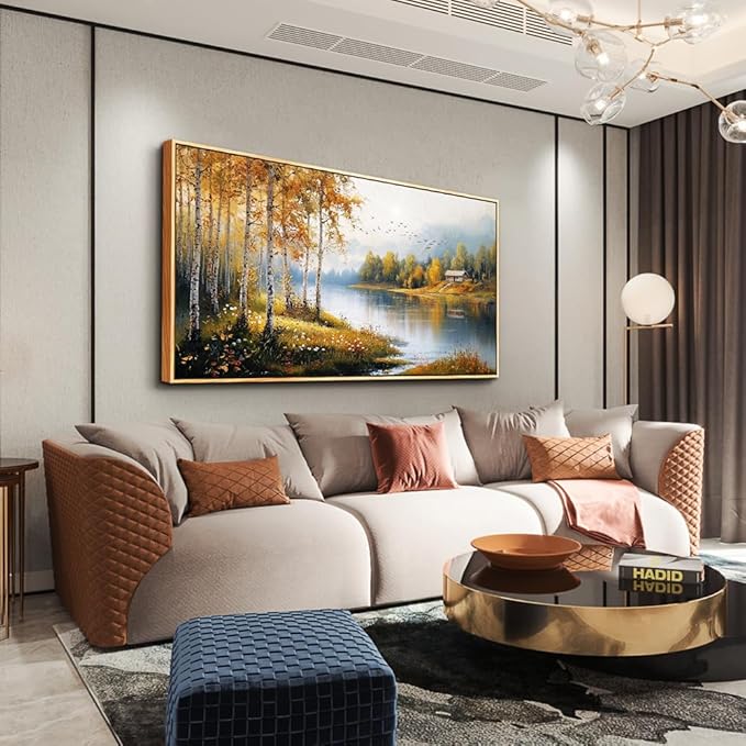 ERQINHUA Canvas Wall Art For Living Room Large Wall Decor For Bedroom Forest Landscape Painting Lakeside Watercolour Home Decorations Picture Office Farmhouse Ready To Hang Wood Framed 30x60 Inches