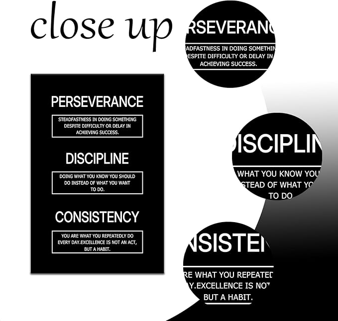 Consistency Motivational Canvas Wall Art Inspirational Discipline Perseverance Poster Print Positive Entrepreneur Quotes Picture for Office Gym Classroom Wall Artwork Ready to Hang [12''Wx18''H]