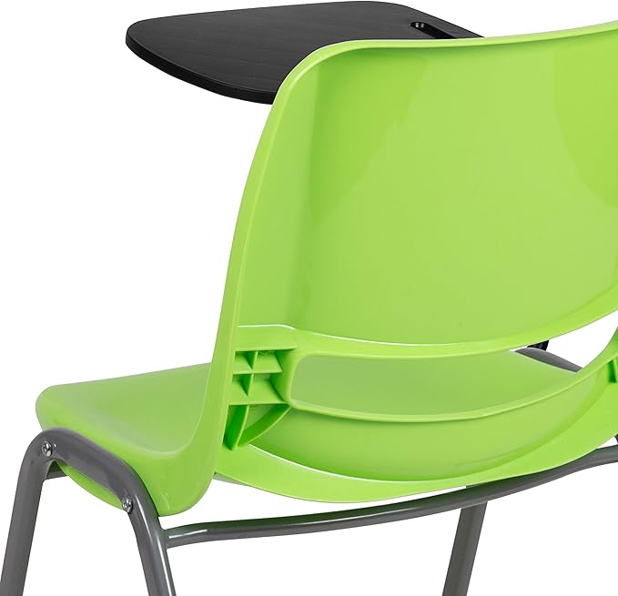 Flash Furniture HERCULES 5 Pack Green Ergonomic Shell Chair with Right Handed Flip-Up Tablet Arm