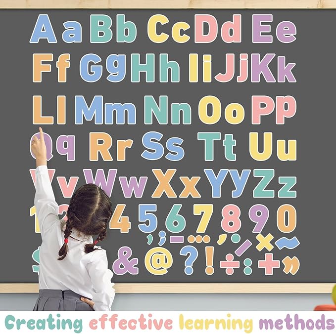 260 PCS Bulletin Board Letters for Classroom 4” Letters Combo Pack Set Colorful Boho Classroom Decorations Alphabet Numbers Symbols Letters for Bulletin Board Cutouts Card for Classroom Decor