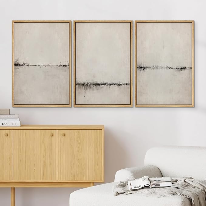 SIGNWIN Framed Canvas Print Wall Art Set Abstract Watercolor Serene Aesthetic Illustrations Modern Art Decorative Nordic Abstract for Living Room, Bedroom, Office - 16"x24"x3 Natural