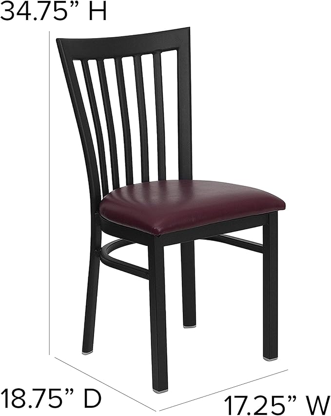 Flash Furniture HERCULES Series Black School House Back Metal Restaurant Chair - Burgundy Vinyl Seat