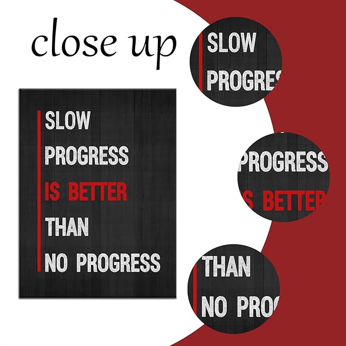 Inspirational Art Progress Positive Canvas Wall Art Poster Print Motivational Entrepreneur Quote Wall Picture Paintings Artwork Home Office School Artwork Framed Ready to Hang [18''Wx24''H]