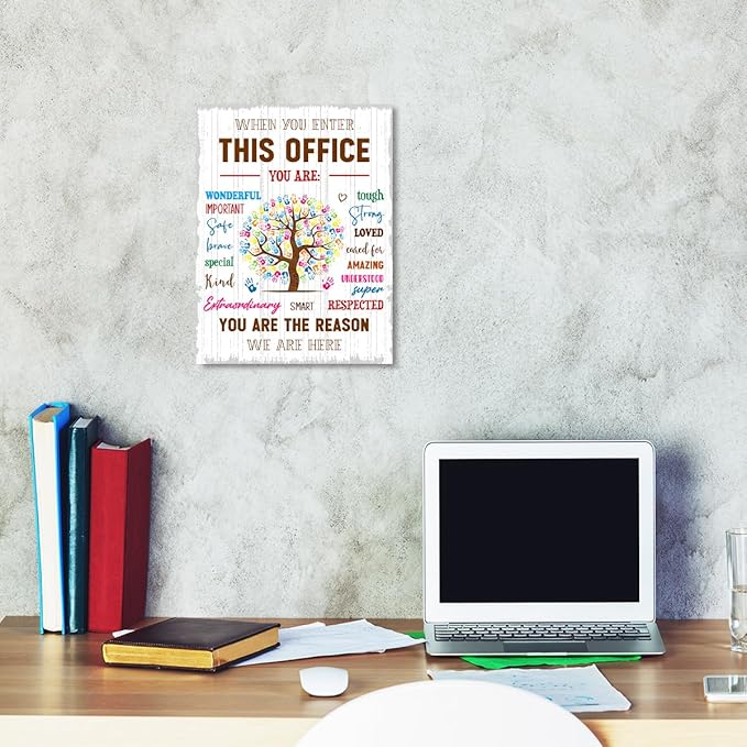 In This Office Wall Decor,Positive Teamwork Quote Wall Art Canvas Framed for Workplace Office Wall Decor 12 x 15 in