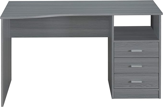 Techni Mobili 51" Classic Computer Desk with Drawers, 3-Drawer Home Office Desk with Storage (Light Grey)