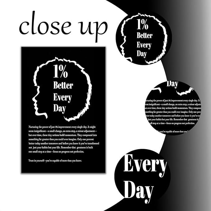 1% Better Every Day Inspirational Canvas Wall Art Motivational Poster for Office Encourage Entrepreneur Positive Quotes Picture Printing for Bedroom Classroom Gym Ready to Hang [12''W X 18''H]