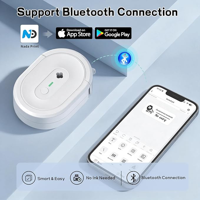 Mini Label Maker Machine with Tape, N12 Portable Bluetooth Label Printer, Thermal Sticker Labeler for Small Business, School, Home, Office(White)