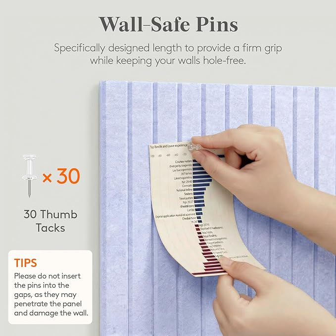 Lifewit Felt Slatted Bulletin Board with Self-Adhesive, 36"x 36"-9 Pack Cork Board Alternative, Pin Board Vision Board Message Board with 40 Pushpins for Office Decor, Room Decor, Periwinkle