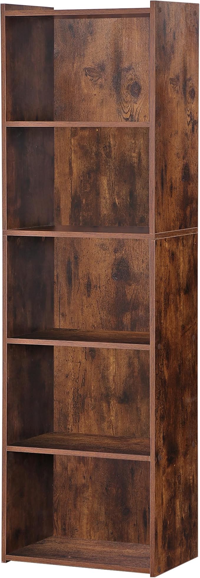 5-Tier Narrow Bookcase for Small Spaces, Freestanding Bookshelf Organizer with Open Shelves for Home Office, Bedroom, Apartment, Kids Room, Storage for Books, Toys and Bins, Rustic Brown