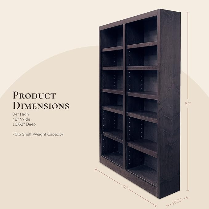 Concepts In Wood Book Shelf - 84" Tall Wood Bookcase Furniture - Oak