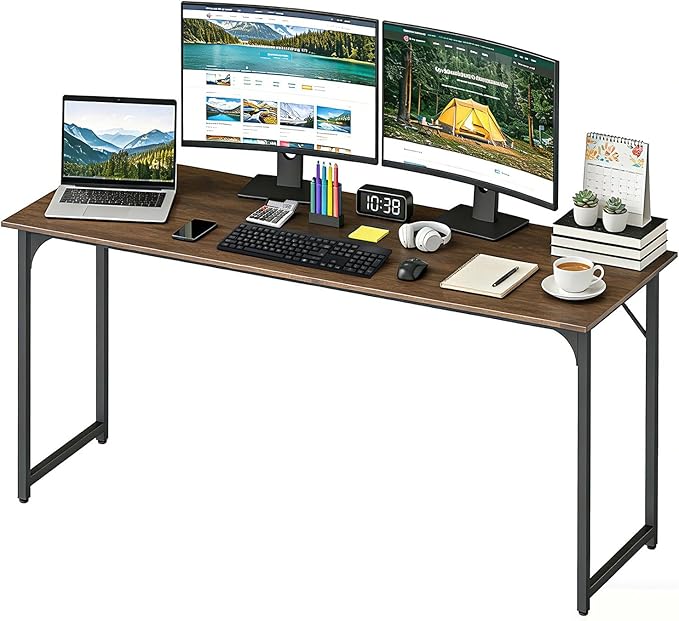 BestOffice Computer Desk,Home Office Desk, Modern Simple Style for Home Office Study Writing (Brown, 63 Inch)