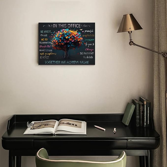 WOWGOOMO Motivational Wall Decor for Office Colorful Butterfly Canvas Prints Painting Modern Inspirational Phrases Wall Art Framed Positive Quotes Artwork for Home Office Workspace Decoration 12"x16"