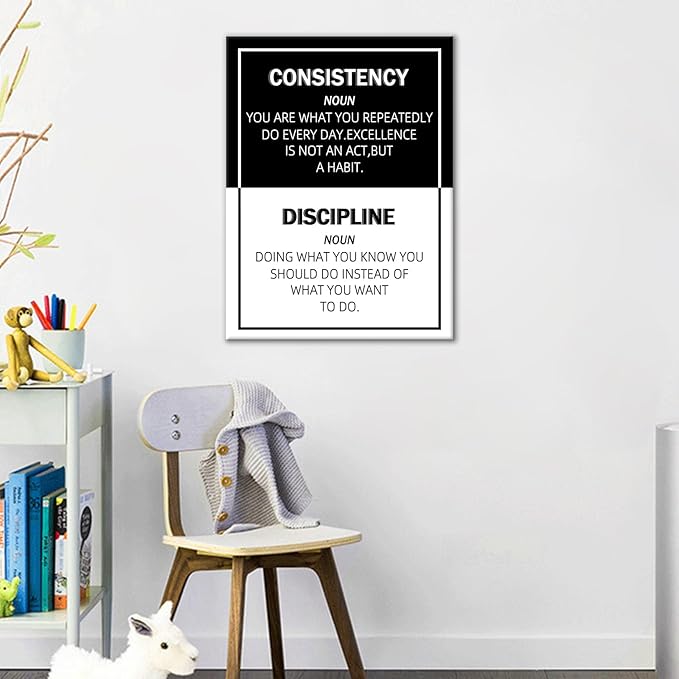 DINGFUN Motivational Canvas Wall Art Inspirational Office Wall Decor Painting Poster Modern Inspiring Picture Print Artwork for Modern Home Bedroom Office Workplace Gym Ready to Hang [18''Hx24''W]