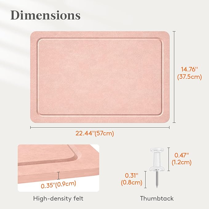Lifewit Cork Board Alternative, 22.4"x 14.8" Bulletin Board with Self-Adhesive, Foldable Decorative Felt Pin Board Vision Board Message Board with 20 Pushpins for Office Wall Decor, Room Decor, Pink