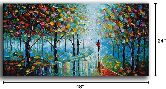 YaSheng Art -Contemporary Landscape Abstract Oil Painting On Canvas Textured Tree Painting Abstract Art Wall Paintings Handmade 3D painting Home Office Decorations Canvas Wall Art painting 24x48inch