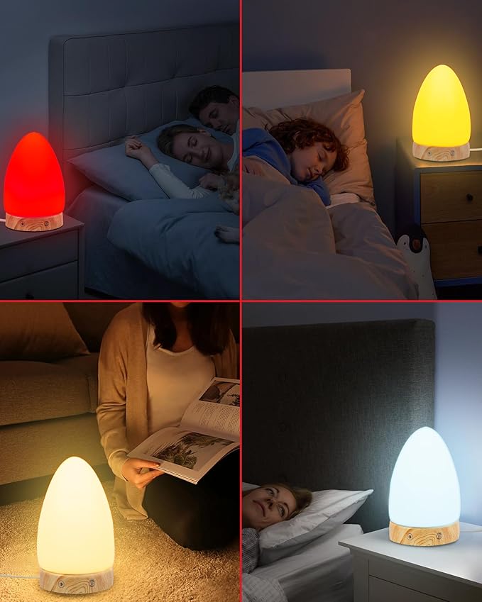 670nm Red Light Night Light Lamp for Sleep, Red Nightlight Desk Lamp with Zero Blue Light Multi-Color and Brightness Options Remote Control USB Charging Elegant Design