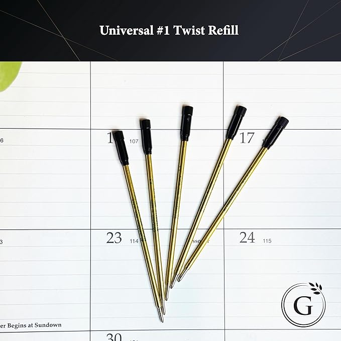 Garland Universal #1 Cross Compatible Ballpoint Pen Refill, USA Made, Archival Ink, 1.0mm Medium Point, Smooth Writing, 5 Pack (Black)