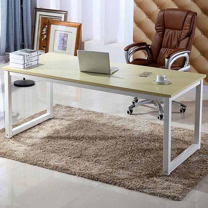 Modern Simple Computer Desk Gaming Writing Work from Home Study Desk Large Legroom,Sturdy Metal Frame,Home Office Desk for Bedroom,for Writing,Executive,Study,Work(E1,47.2"L x 23.6"W(120x60cm))