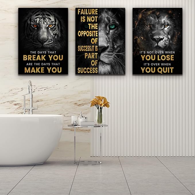 Motivational Office Wall Decor 3 Pieces Paintings Motivational PostersMotivational Wall Decor Prints Inspirational Canvas Wall Art Picture for Home Bedroom Living Room Decorations (60"Wx28"H)