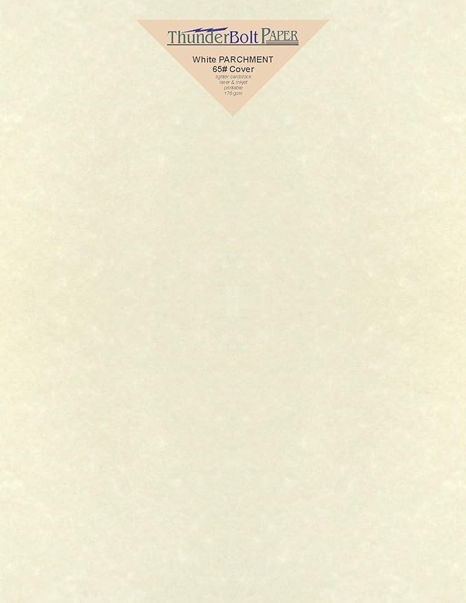 75 Old White Parchment 65lb Cover Weight Paper 7" X 10" (7X10 Inches) Double 5X7 Card Size - Folds to 5X7 - Printable Old Parchment Semblance
