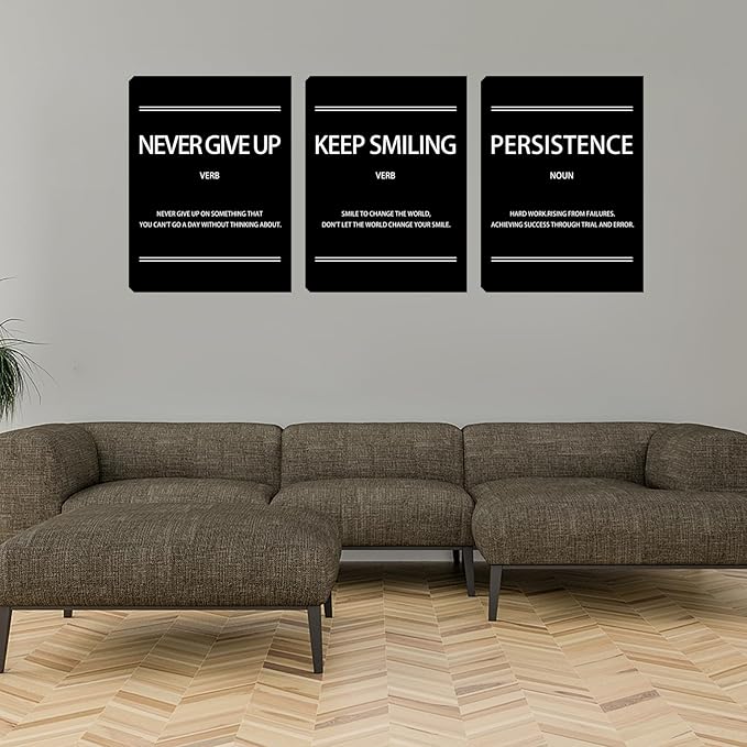 Halioyo Motivational Wall Decor 3 Pieces Inspirational Canvas Wall Art, Positive Quotes Posters Wall Decor for Office Bedroom Living Room Dorm Classroom, 12 x 16 inch
